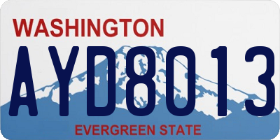 WA license plate AYD8013