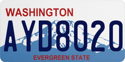 WA license plate AYD8020
