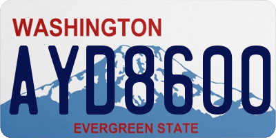 WA license plate AYD8600
