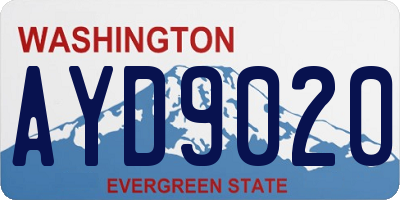 WA license plate AYD9020