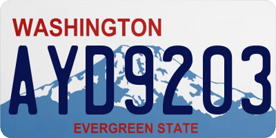 WA license plate AYD9203