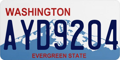 WA license plate AYD9204