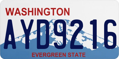 WA license plate AYD9216