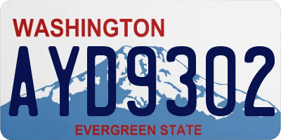 WA license plate AYD9302