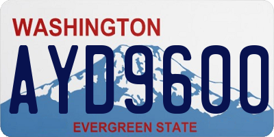 WA license plate AYD9600