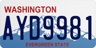 WA license plate AYD9981