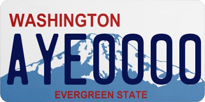 WA license plate AYE0000