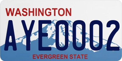 WA license plate AYE0002