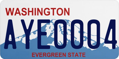 WA license plate AYE0004