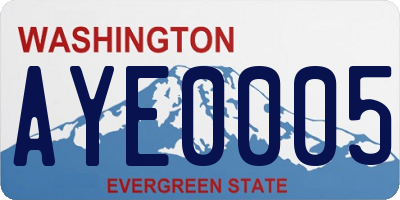 WA license plate AYE0005
