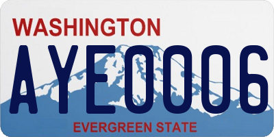 WA license plate AYE0006