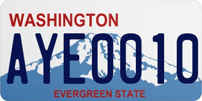 WA license plate AYE0010