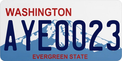 WA license plate AYE0023