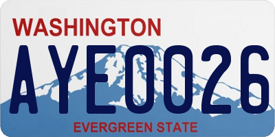 WA license plate AYE0026
