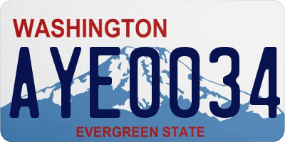 WA license plate AYE0034