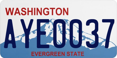 WA license plate AYE0037