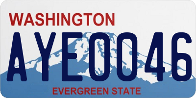 WA license plate AYE0046