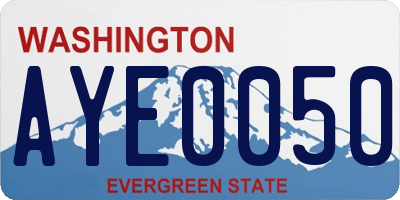 WA license plate AYE0050