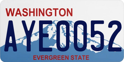 WA license plate AYE0052