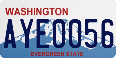 WA license plate AYE0056