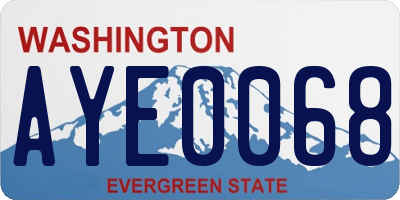 WA license plate AYE0068