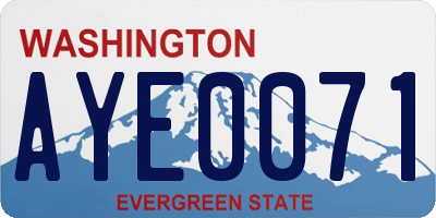 WA license plate AYE0071