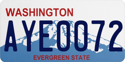 WA license plate AYE0072