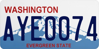 WA license plate AYE0074