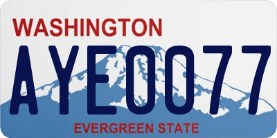 WA license plate AYE0077