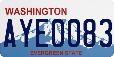 WA license plate AYE0083