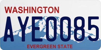 WA license plate AYE0085