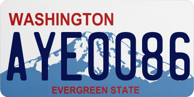 WA license plate AYE0086