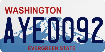 WA license plate AYE0092