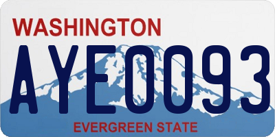 WA license plate AYE0093