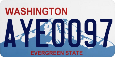 WA license plate AYE0097