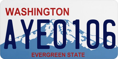 WA license plate AYE0106