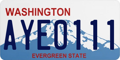 WA license plate AYE0111