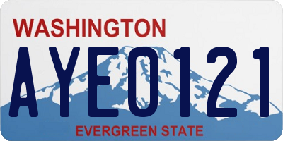 WA license plate AYE0121