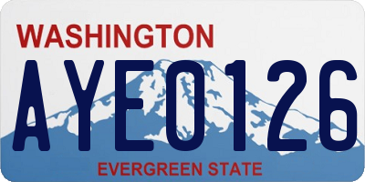 WA license plate AYE0126