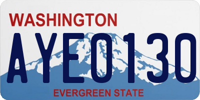 WA license plate AYE0130