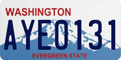 WA license plate AYE0131