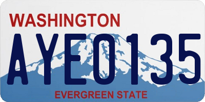 WA license plate AYE0135