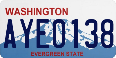 WA license plate AYE0138