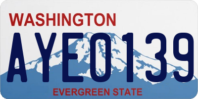 WA license plate AYE0139