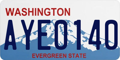 WA license plate AYE0140