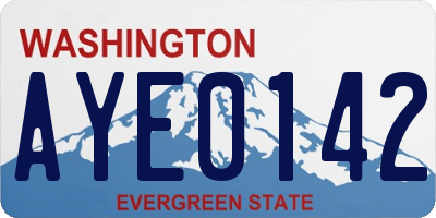 WA license plate AYE0142