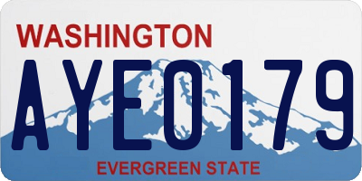 WA license plate AYE0179
