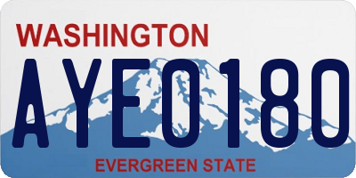 WA license plate AYE0180