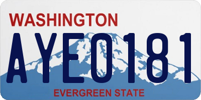 WA license plate AYE0181