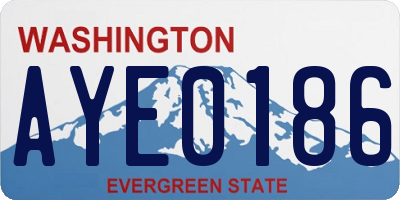 WA license plate AYE0186